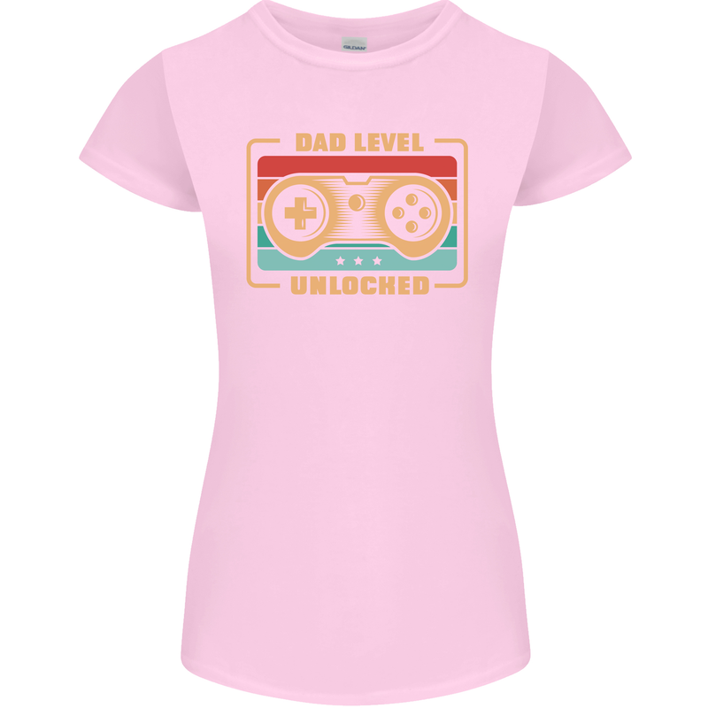 New Dad Father Gaming Gamer Baby Womens Petite Cut T-Shirt Light Pink
