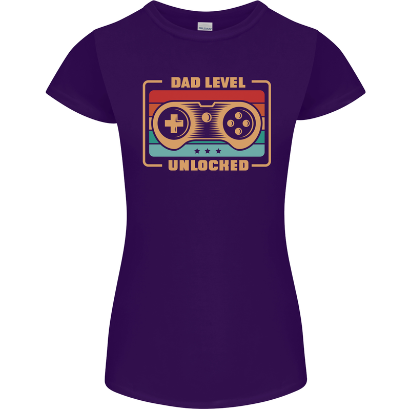 New Dad Father Gaming Gamer Baby Womens Petite Cut T-Shirt Purple