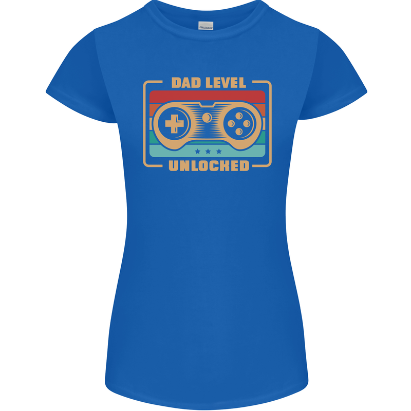 New Dad Father Gaming Gamer Baby Womens Petite Cut T-Shirt Royal Blue