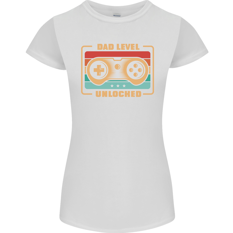 New Dad Father Gaming Gamer Baby Womens Petite Cut T-Shirt White