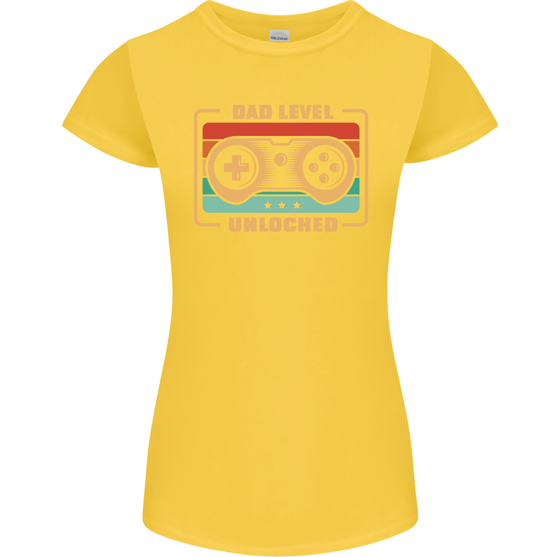 New Dad Father Gaming Gamer Baby Womens Petite Cut T-Shirt Yellow