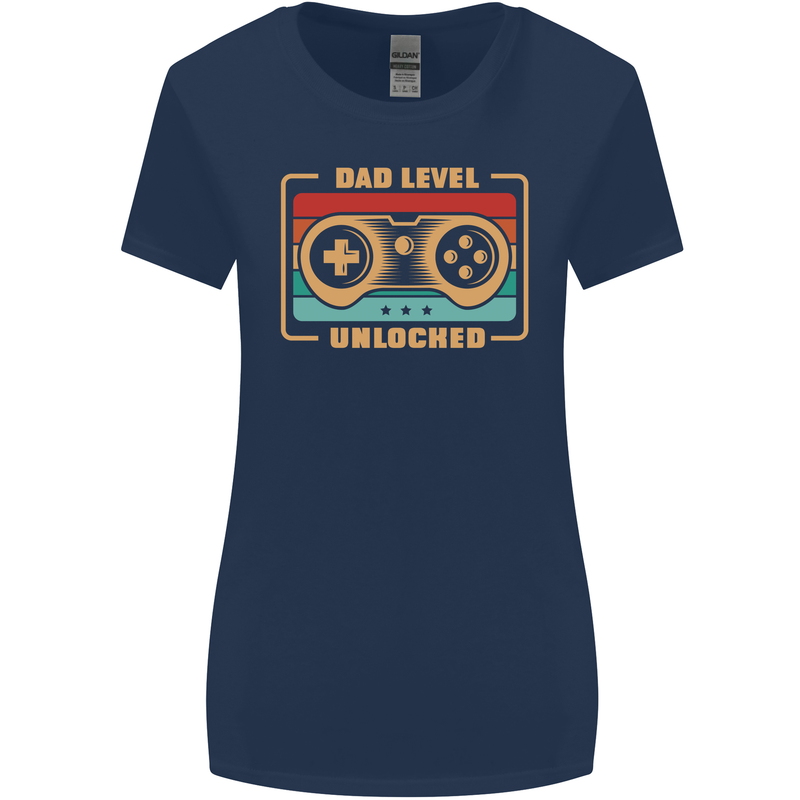 New Dad Father Gaming Gamer Baby Womens Wider Cut T-Shirt Navy Blue