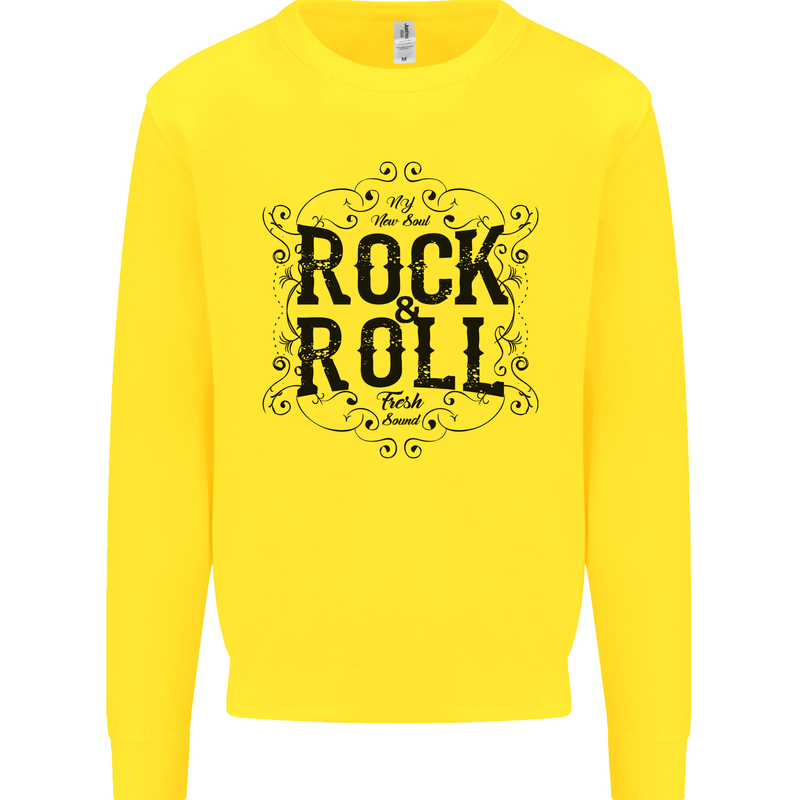 New Soul Rock n Roll Mens Sweatshirt Jumper Yellow