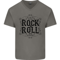 New Soul Rock n Roll Mens V-Neck Cotton T-Shirt Charcoal