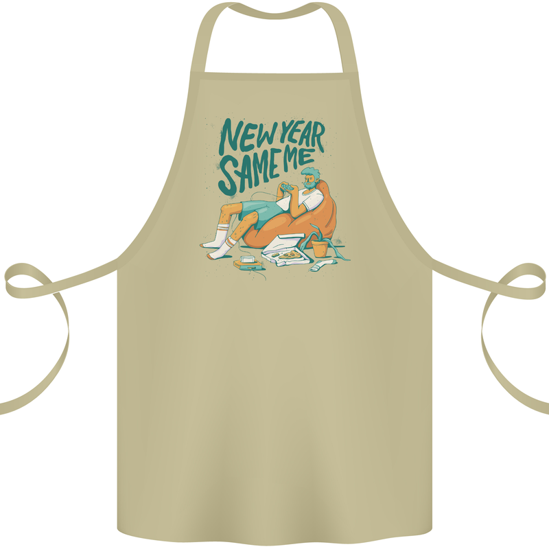 New Year Same Me Resolution Gaming Lazy Cotton Apron 100% Organic Khaki