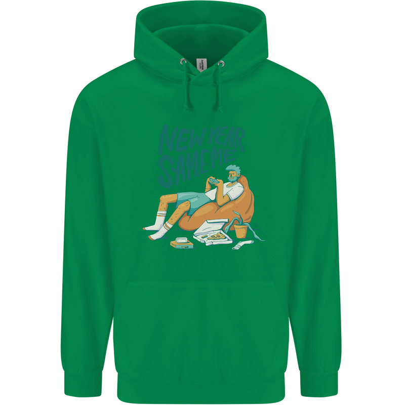 New Year Same Me Resolution Gaming Lazy Mens 80% Cotton Hoodie Irish Green