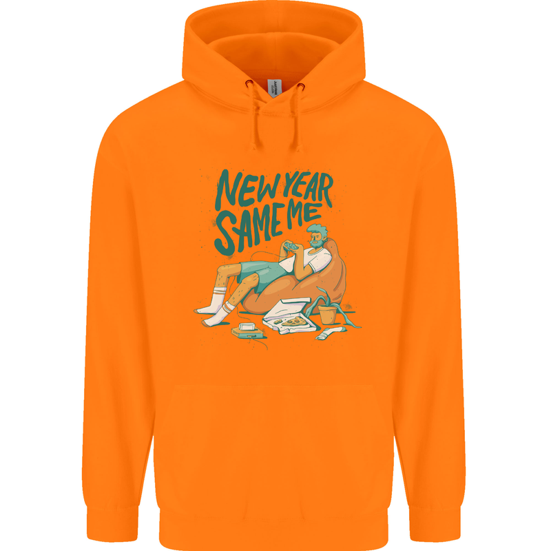 New Year Same Me Resolution Gaming Lazy Mens 80% Cotton Hoodie Orange