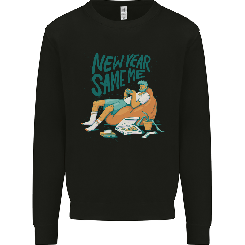 New Year Same Me Resolution Gaming Lazy Mens Sweatshirt Jumper Black