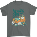 New Year Same Me Resolution Gaming Lazy Mens T-Shirt Cotton Gildan Charcoal