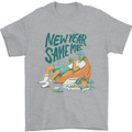 New Year Same Me Resolution Gaming Lazy Mens T-Shirt Cotton Gildan Sports Grey