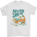 New Year Same Me Resolution Gaming Lazy Mens T-Shirt Cotton Gildan White