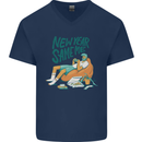 New Year Same Me Resolution Gaming Lazy Mens V-Neck Cotton T-Shirt Navy Blue