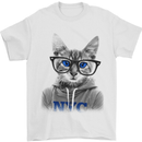 New York City Cat With Glasses Mens T-Shirt Cotton Gildan White
