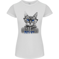 New York City Cat With Glasses Womens Petite Cut T-Shirt White