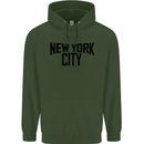 New York City as Worn by John Lennon Childrens Kids Hoodie Forest Green