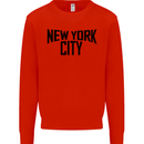 New York City as Worn by John Lennon Kids Sweatshirt Jumper Bright Red