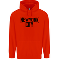 New York City as Worn by John Lennon Mens 80% Cotton Hoodie Bright Red