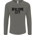 New York City as Worn by John Lennon Mens Long Sleeve T-Shirt Charcoal