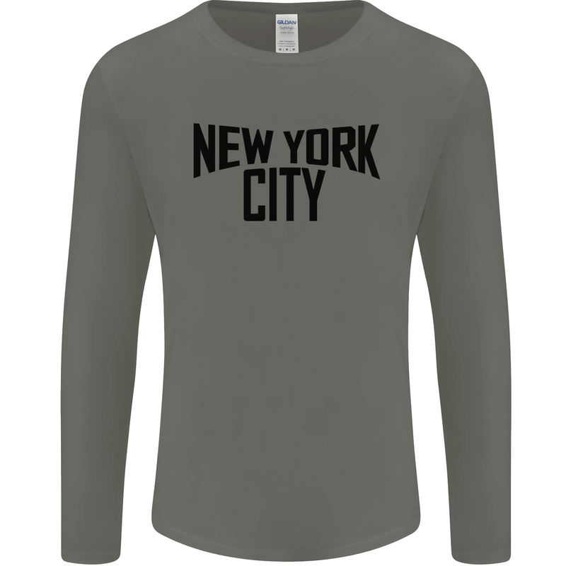 New York City as Worn by John Lennon Mens Long Sleeve T-Shirt Charcoal