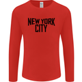 New York City as Worn by John Lennon Mens Long Sleeve T-Shirt Red