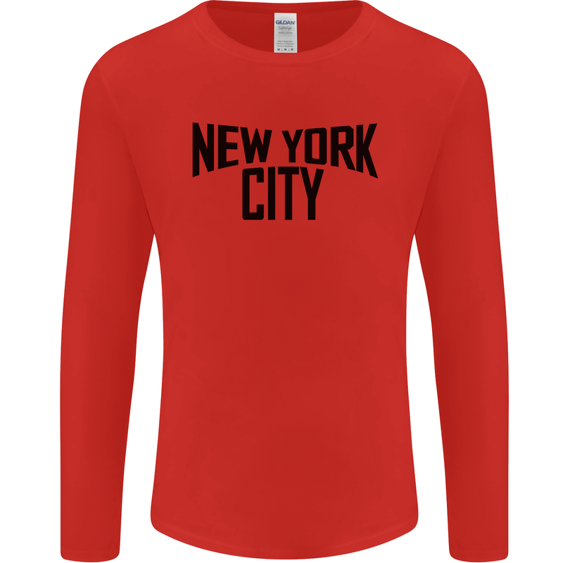 New York City as Worn by John Lennon Mens Long Sleeve T-Shirt Red