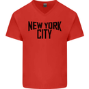New York City as Worn by John Lennon Mens V-Neck Cotton T-Shirt Red