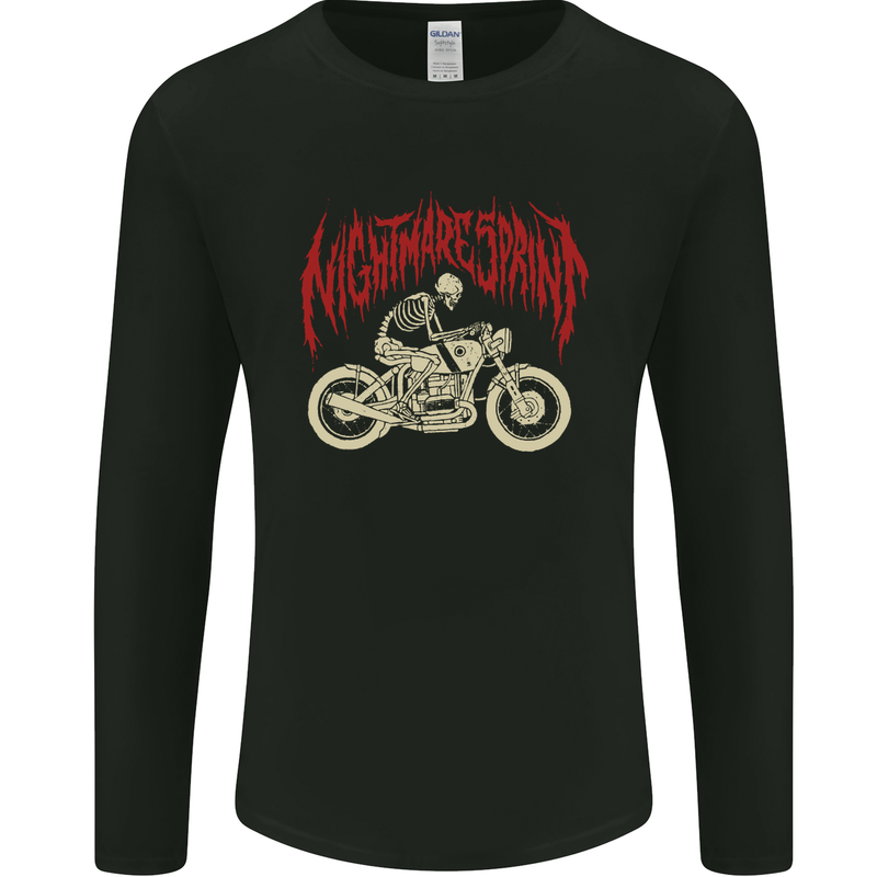 Nightmare Sprint Motorcycle Motorbike Biker Mens Long Sleeve T-Shirt Black