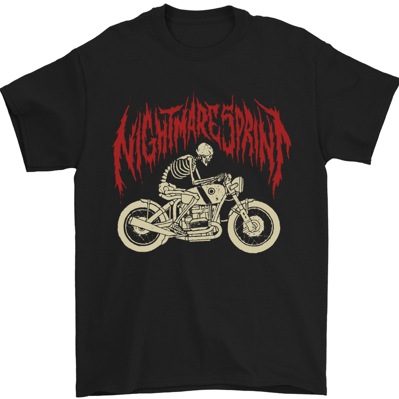 Nightmare Sprint Motorcycle Motorbike Biker Mens T-Shirt Cotton Gildan Black