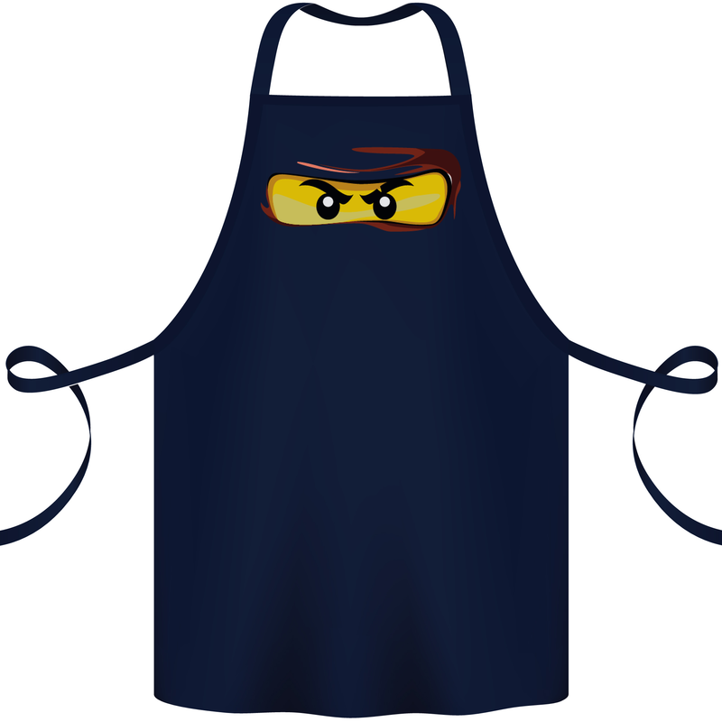 Ninja Eyes Cotton Apron 100% Organic Navy Blue
