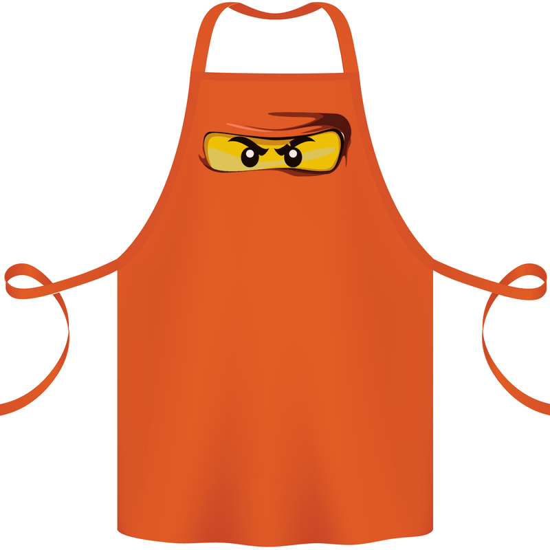 Ninja Eyes Cotton Apron 100% Organic Orange
