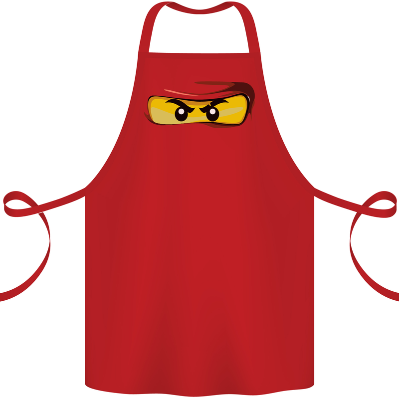 Ninja Eyes Cotton Apron 100% Organic Red