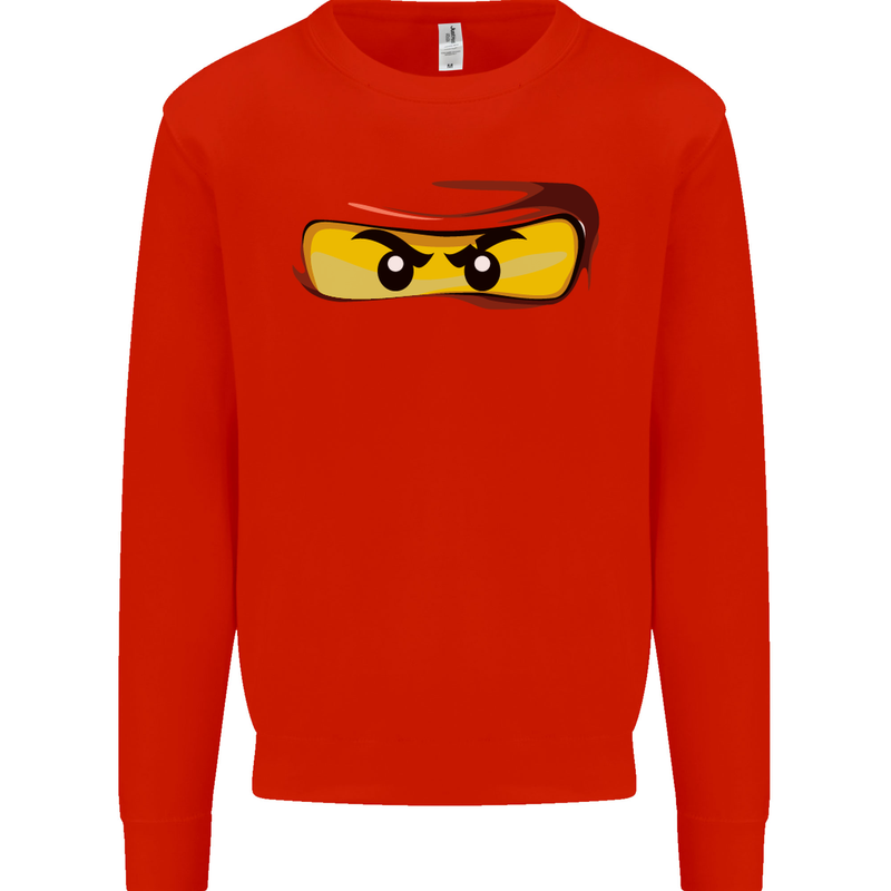 Ninja Eyes Kids Sweatshirt Jumper Bright Red