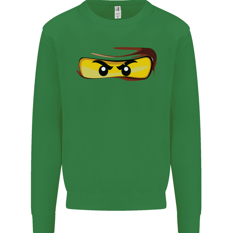 Ninja Eyes Kids Sweatshirt Jumper Irish Green
