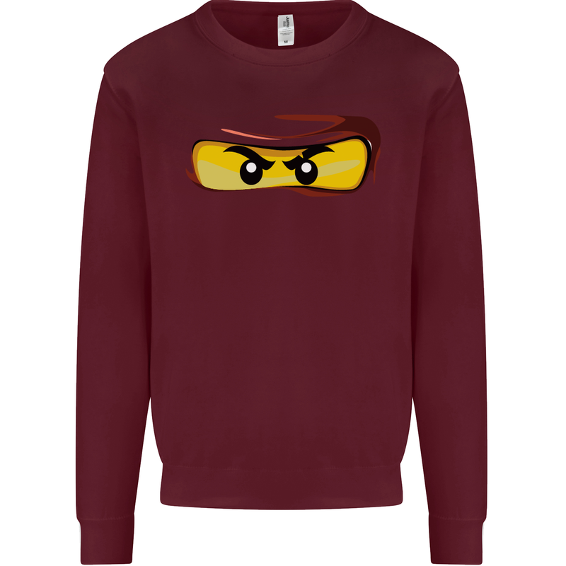 Ninja Eyes Kids Sweatshirt Jumper Maroon
