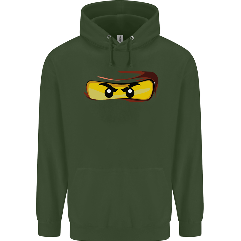 Ninja Eyes Mens 80% Cotton Hoodie Forest Green