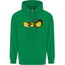 Ninja Eyes Mens 80% Cotton Hoodie Irish Green