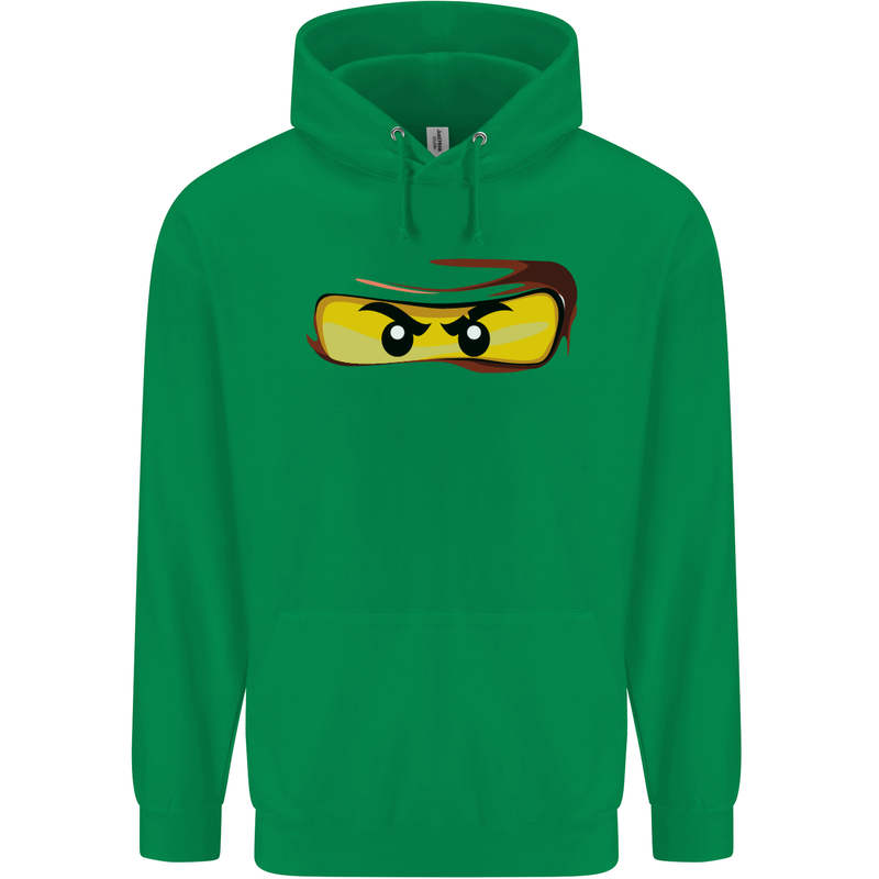 Ninja Eyes Mens 80% Cotton Hoodie Irish Green