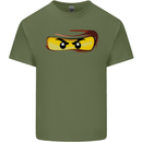 Ninja Eyes Mens Cotton T-Shirt Tee Top Military Green