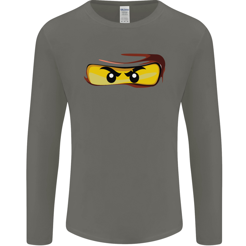 Ninja Eyes Mens Long Sleeve T-Shirt Charcoal