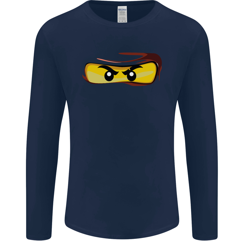 Ninja Eyes Mens Long Sleeve T-Shirt Navy Blue