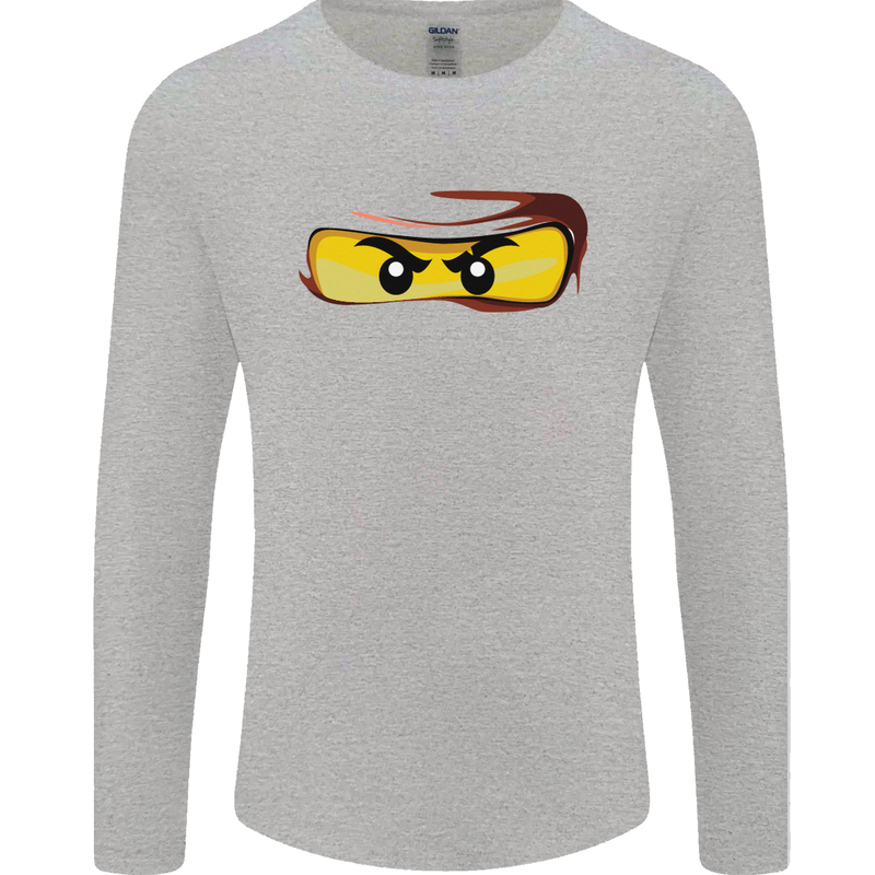Ninja Eyes Mens Long Sleeve T-Shirt Sports Grey