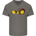 Ninja Eyes Mens V-Neck Cotton T-Shirt Charcoal