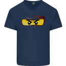 Ninja Eyes Mens V-Neck Cotton T-Shirt Navy Blue