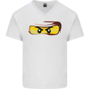 Ninja Eyes Mens V-Neck Cotton T-Shirt White