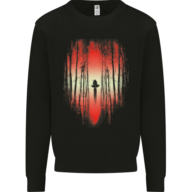 Ninja Landscape Martial Arts MMA Samurai Kids Sweatshirt Jumper Black