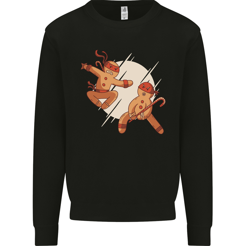 Ninjabread Men Funny Food Gym MMA Mens Sweatshirt Jumper Black