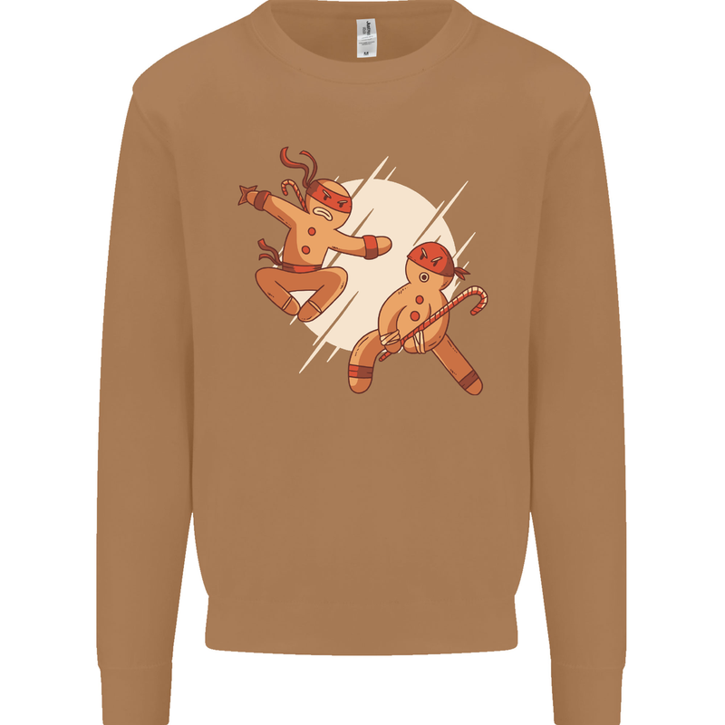 Ninjabread Men Funny Food Gym MMA Mens Sweatshirt Jumper Caramel Latte