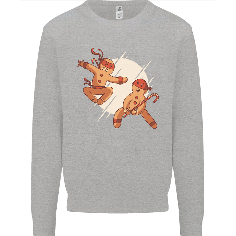 Ninjabread Men Funny Food Gym MMA Mens Sweatshirt Jumper Sports Grey