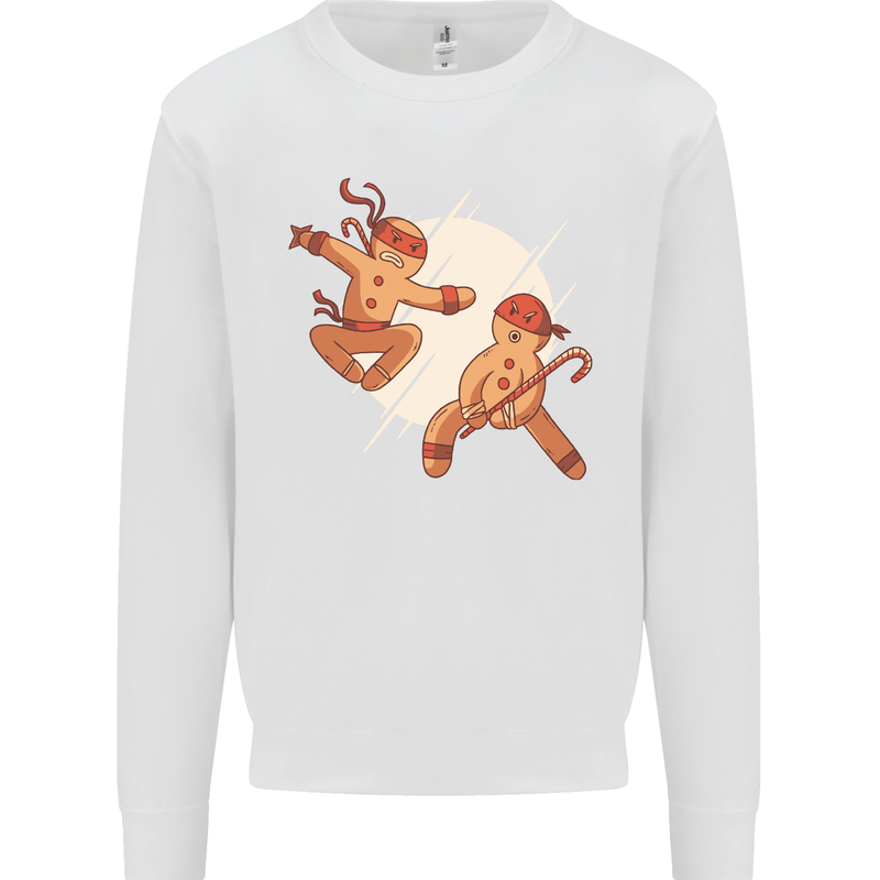 Ninjabread Men Funny Food Gym MMA Mens Sweatshirt Jumper White