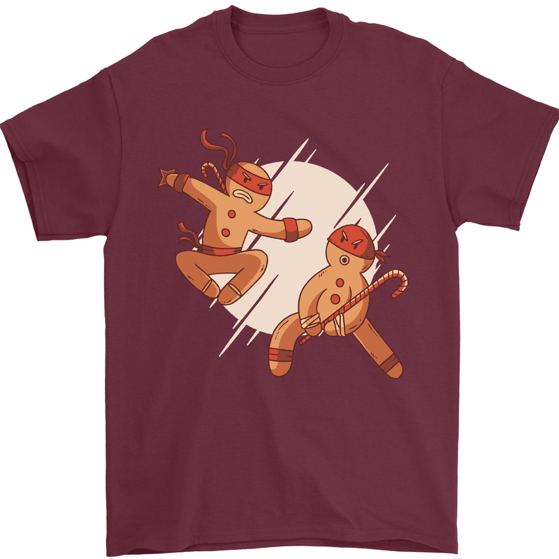 Ninjabread Men Funny Food Gym MMA Mens T-Shirt Cotton Gildan Maroon